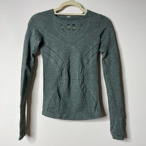 Alo Yoga Lark Mesh Long Sleeve Top Green Small*